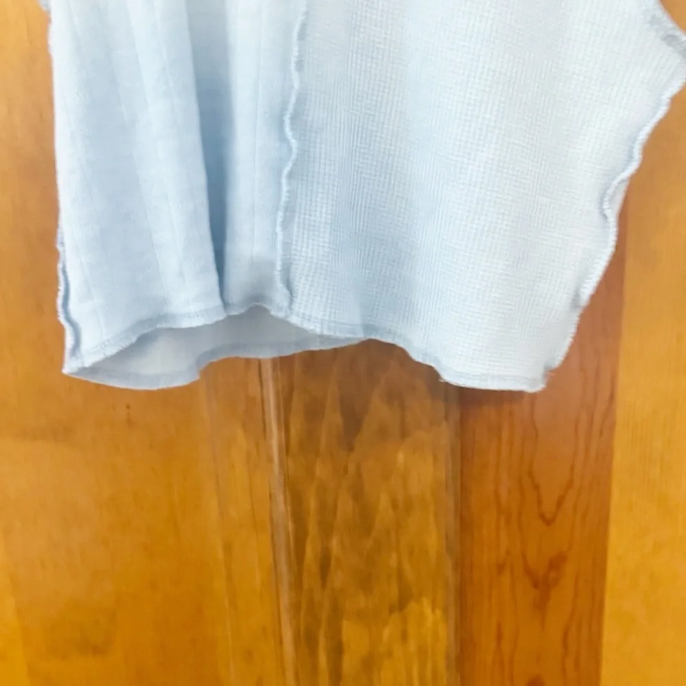 American Eagle Ladybug Babydoll Tee Womens Sz Medium Light Blue Cropped Tank Top - Picture 2 of 8